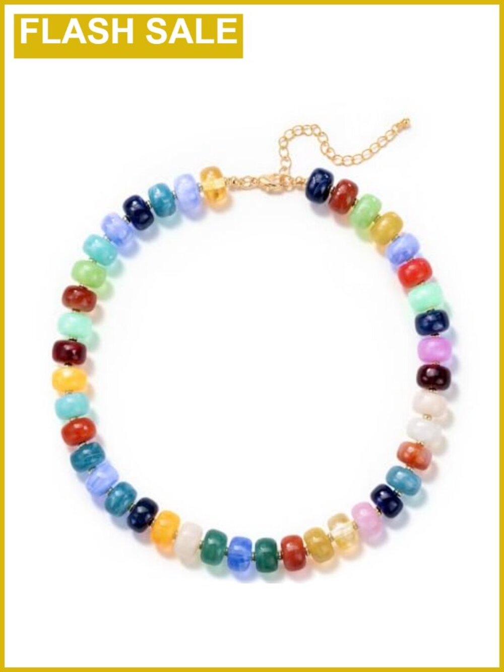 Chunky Resin Beaded Necklace Boho Statement Layering Jewelry